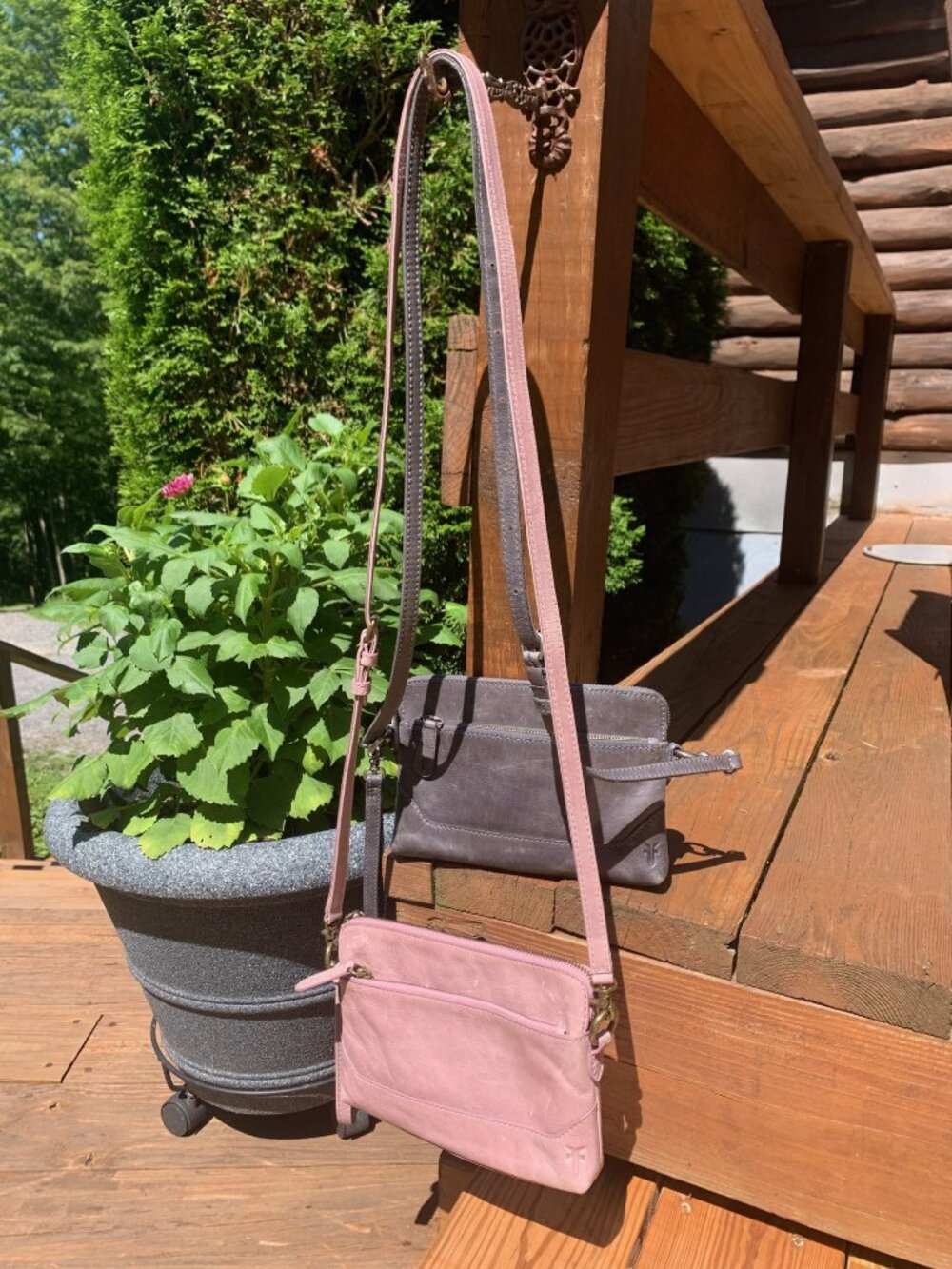 Frye Gray leather Melissa crossbody wristlet bag nwot